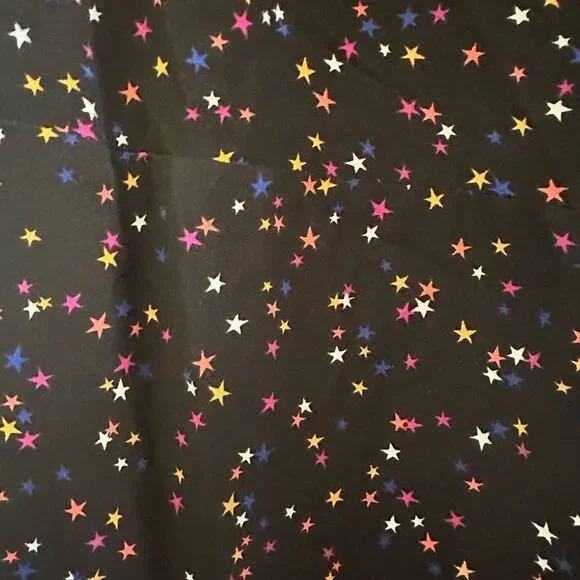 Popsugar Black Multi Stars Print Ruffle Long Sleeve Knee Length Wrap Dress XL - Picture 3 of 4